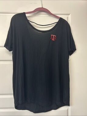 PINK Victoria's Secret Black Short-Sleeve Tee with Red Logo